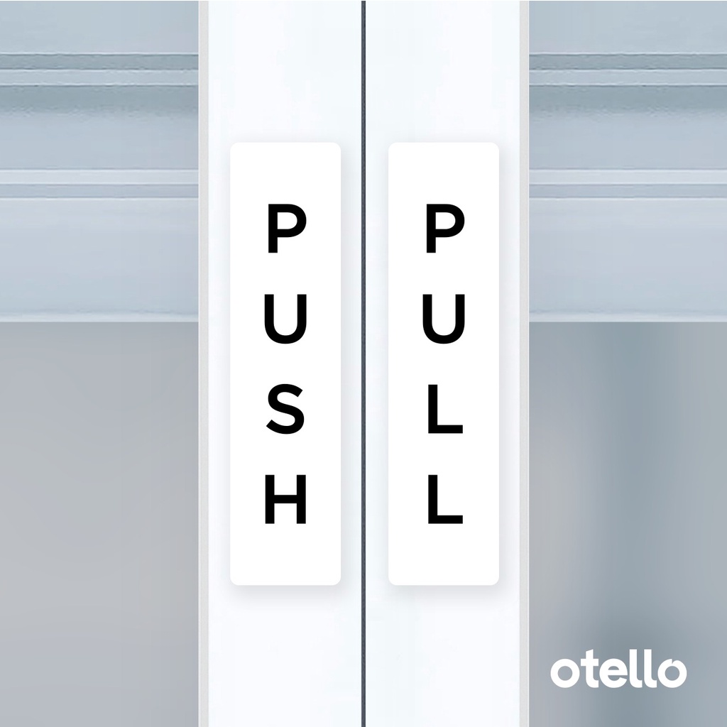 Otello Label Push Pull Sign Acrylic Modern Minimalist Signage Board Label Akrilik Kayu Pintu Tempel Sticker Pintu Kafe Restoran Kantor Gedung