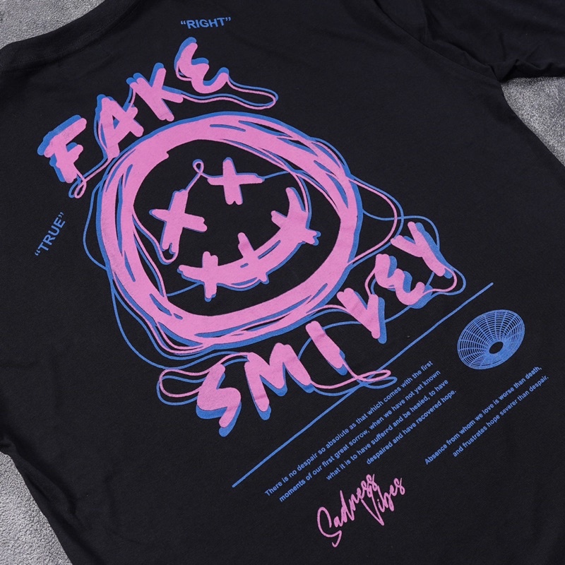 [N00751] T-shirt Oversized Distro Motif // FAKE SMILEY