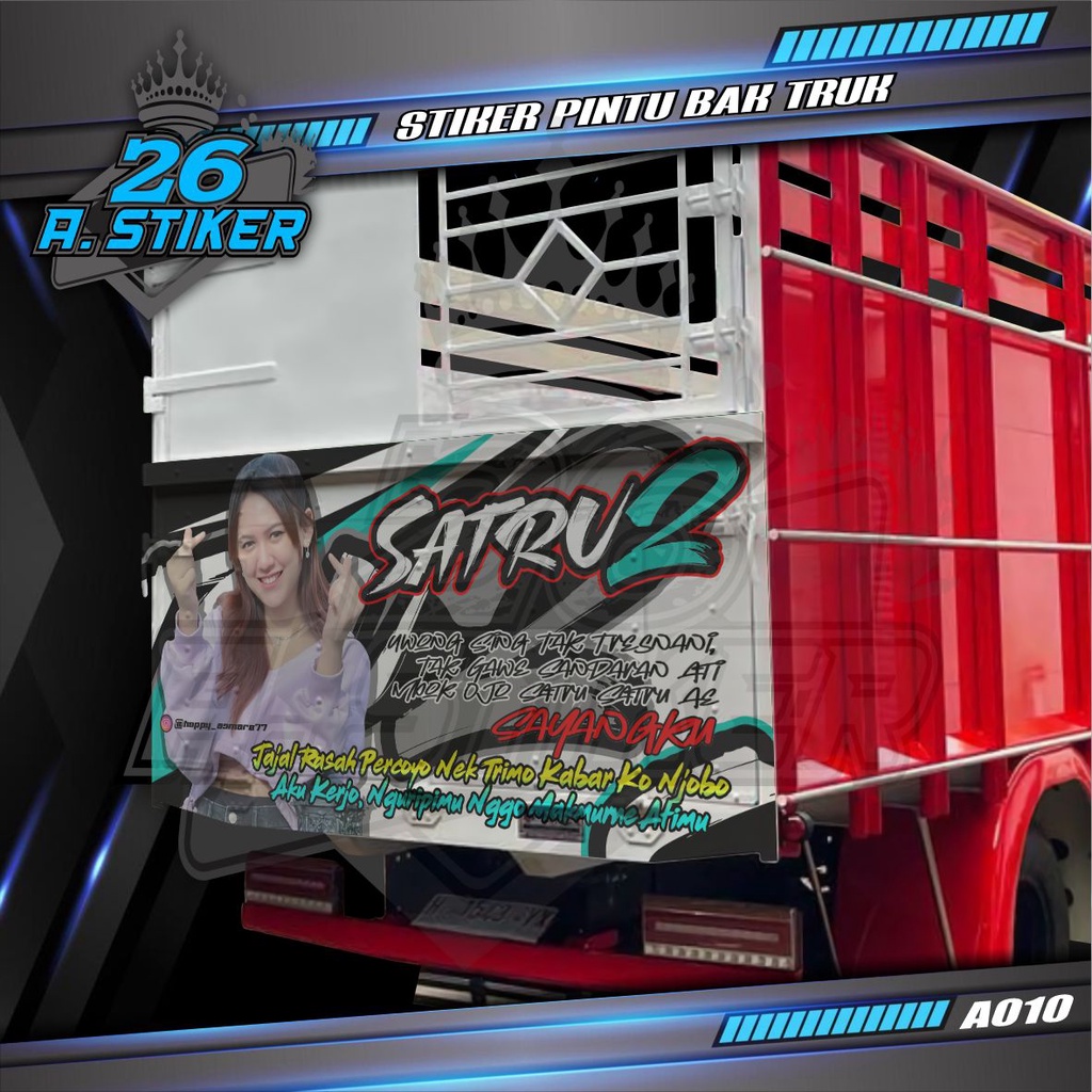 Stiker Decal Pintu Bak Belakang SATRU 2 HAPPY ASMARA Custom All Truck Canter, Ragasa, Umplung, Giga,