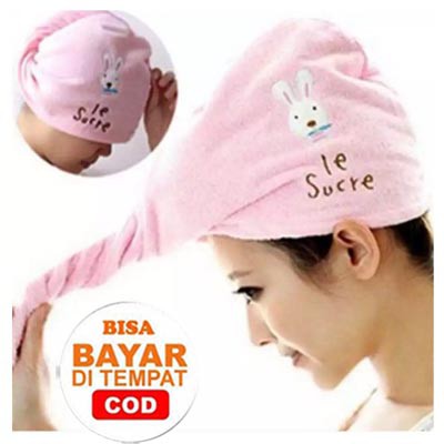 Handuk Kepala Pengering Rambut Keramas Microfiber Headband Towel