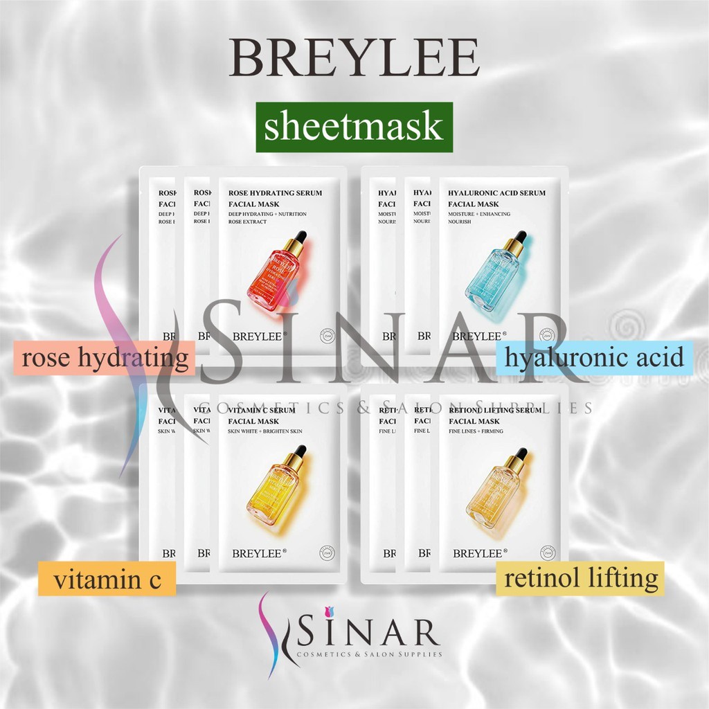 ✦SINAR✦ [BPOM] Breylee Sheet Mask (Rose - Hyaluronic - Vitamin C - Retinol)