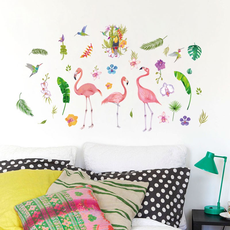 Reliza Wall Sticker Pink Three Flamingo Stiker Dinding LDR