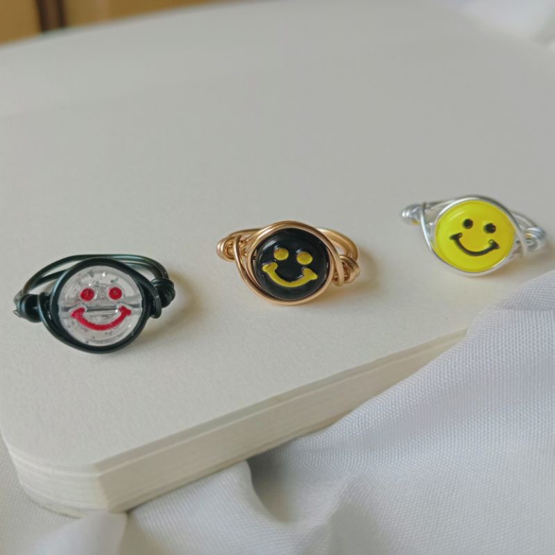 Wire Ring Smile Beads / Smile Beads Ring/ Cincin Kawat