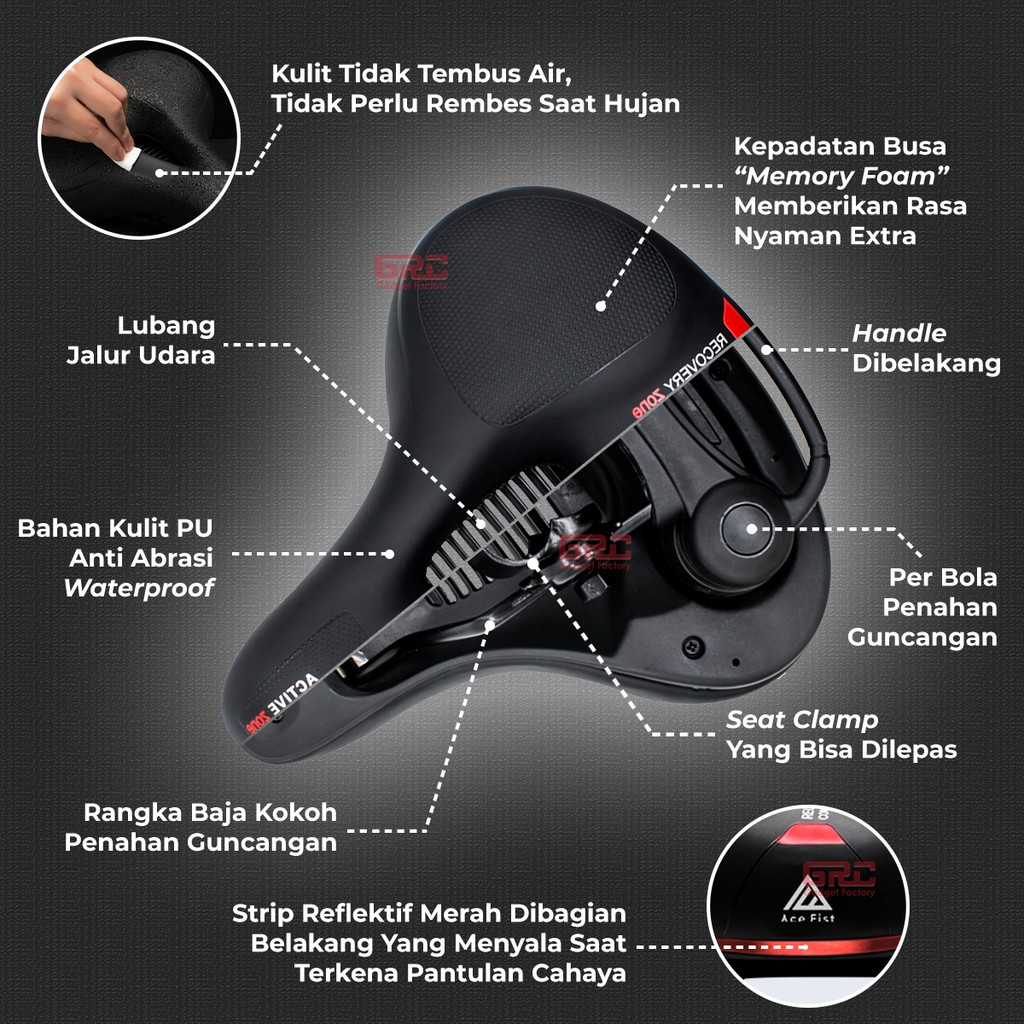 Sadel Sepeda Super Empuk Kursi Jok MTB Gunung Lipat Saddle Handle Bike Road Ventilasi Udara