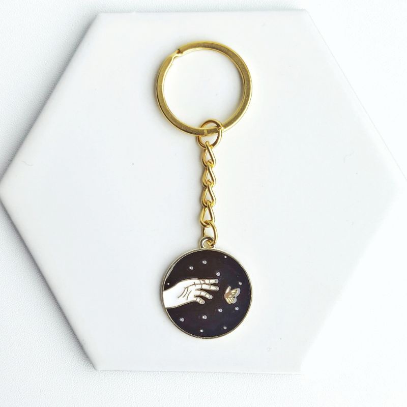 Gantungan kunci aesthetic enamel epoxy ganci starry night theme keychain aksesoris Lovelyhandproject