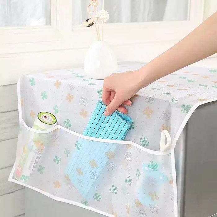 JT - Taplak Kulkas Cover Penutup Kulkas Anti Air Sarung Alas Taplak Kulkas Waterproof Dengan Tempat Penyimpan