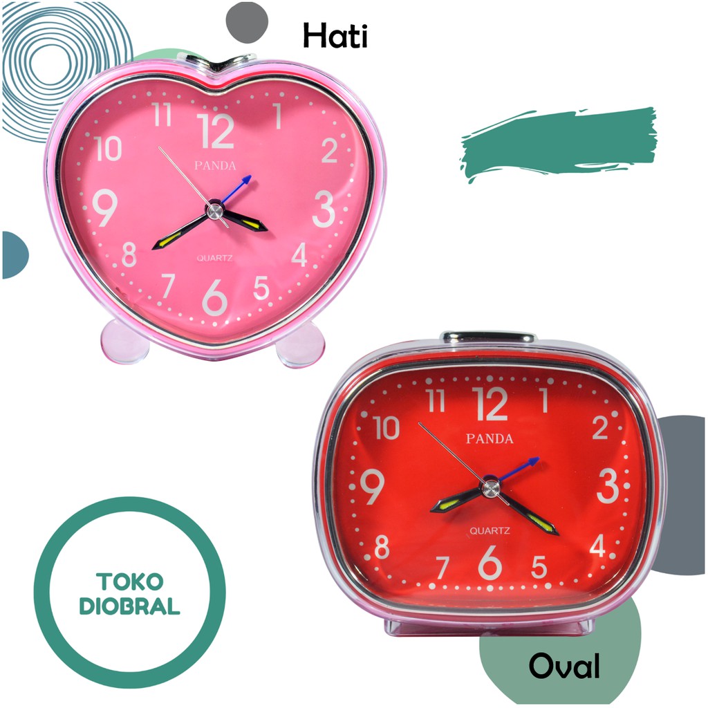 Jam Weker Bentuk Unik Apel, Hati, Kotak, Oval, Bunga Bunyi Melody
