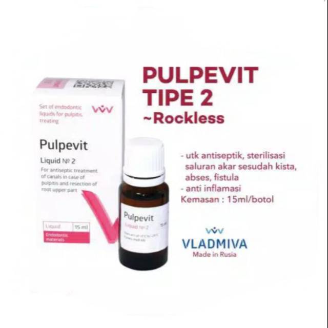 Pulpevit tipe 2 rockless medikamen saraf gigi Endo endodontic