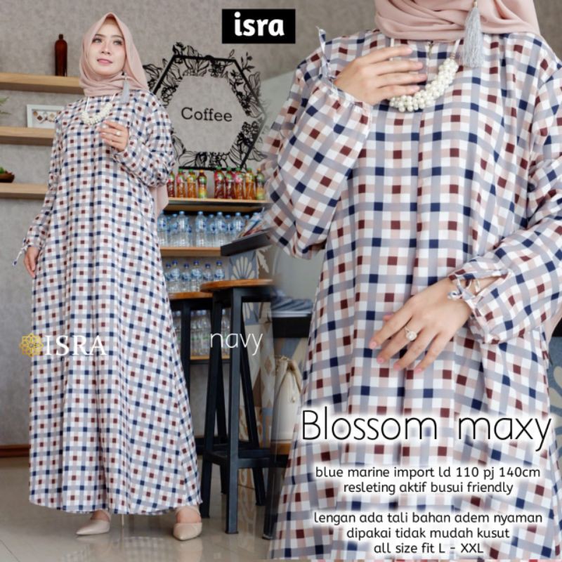Gamis Wanita Motif Kotak Ori Isra Hijab