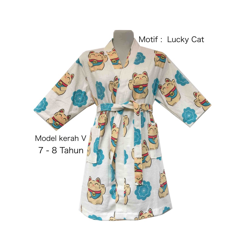 Lans Handuk Kimono Anak Usia 7 dan 8 Tahun Kids Bathrobes-1