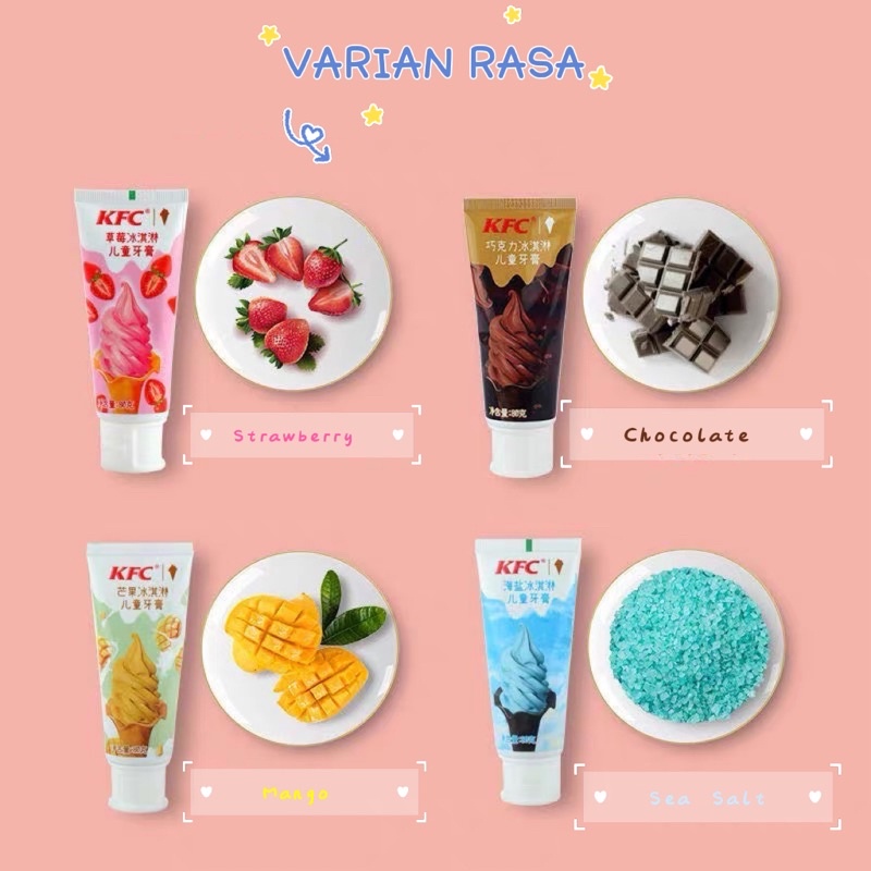 CROENT PASTA GIGI ANAK KECIL KFC RASA STRAWBERRY ORIGINAL 100% ODOL ANAK KECIL RASA ESKRIM KFC