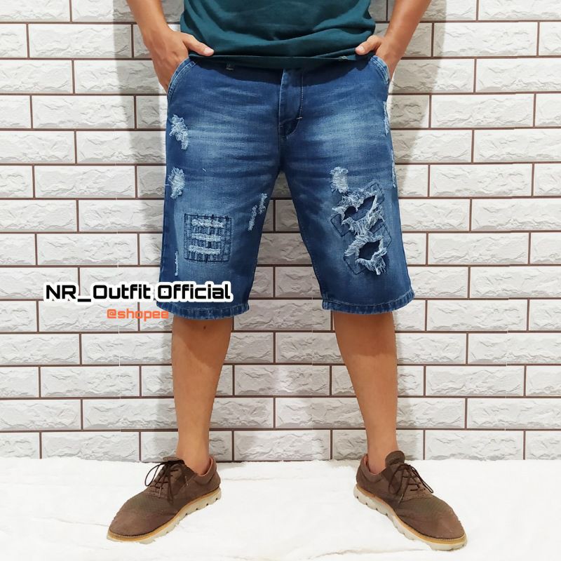 Celana Ripped Jeans Sobek Pendek Pria High Quality Distro Cowok 27-38