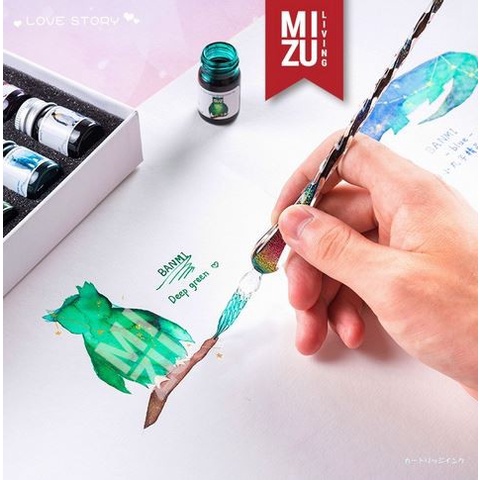 Starry Sky Glass Dip Pen Set - Set Dip Pen Kaca dan Tinta 12 Warna