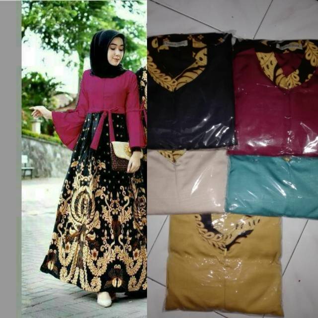 GAMIS BATIK MODERN TERBARU DRESS BATIK MUSLIM MURAH