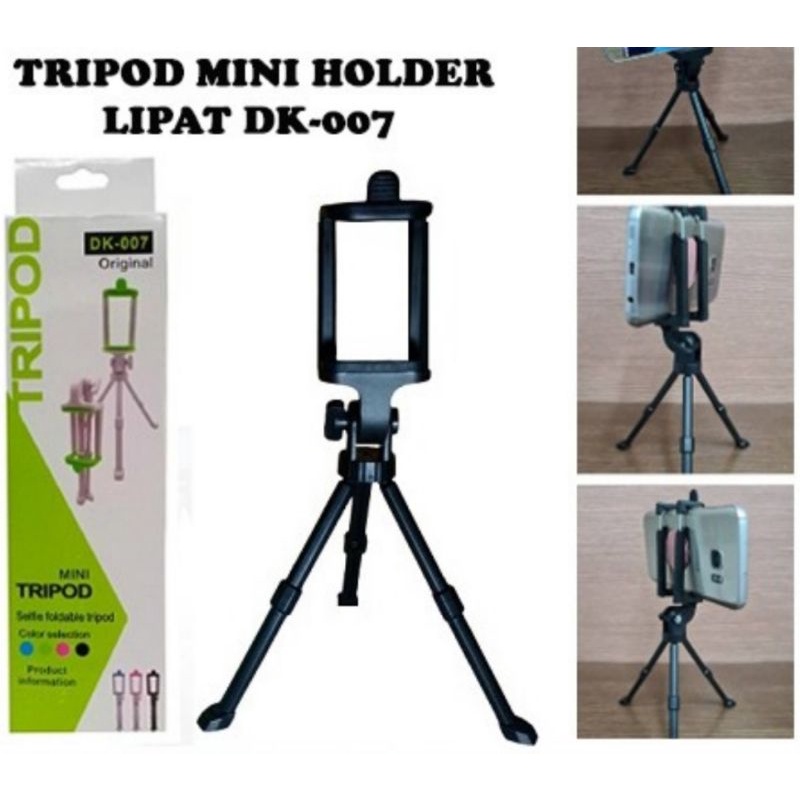 tripod lipat dk-007 plus holder u tripod mini hp dan kamera tripod dk007