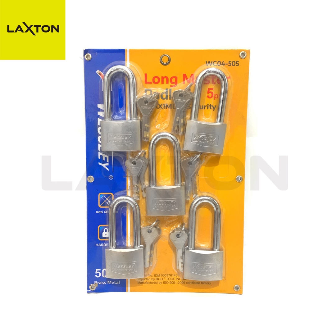 Wessley Gembok Set 5 pcs Pintu Master Anti Potong Leher Panjang WG04