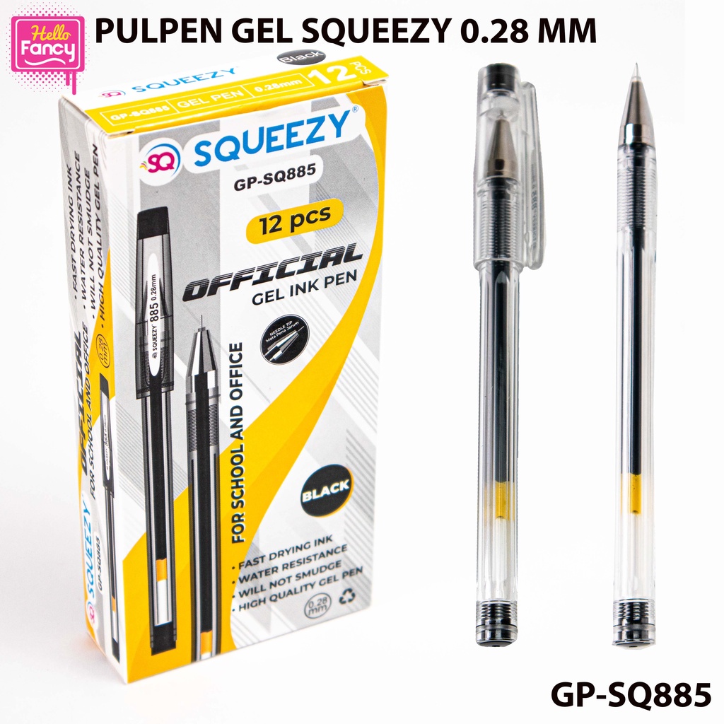 

Gel Pen / Pulpen Gel / Pena Hitam / Gell Pen 0.28 mm 1 Pak isi 12 Pcs GP-SQ885
