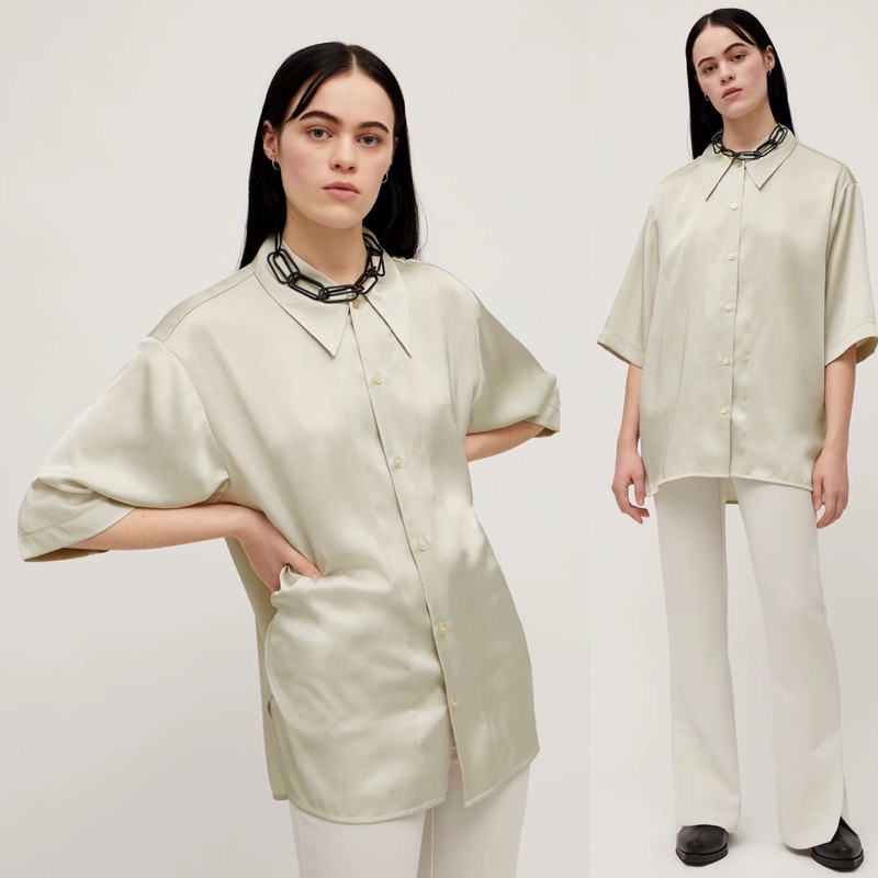 Kemeja wanita Casual oversize satin weekday