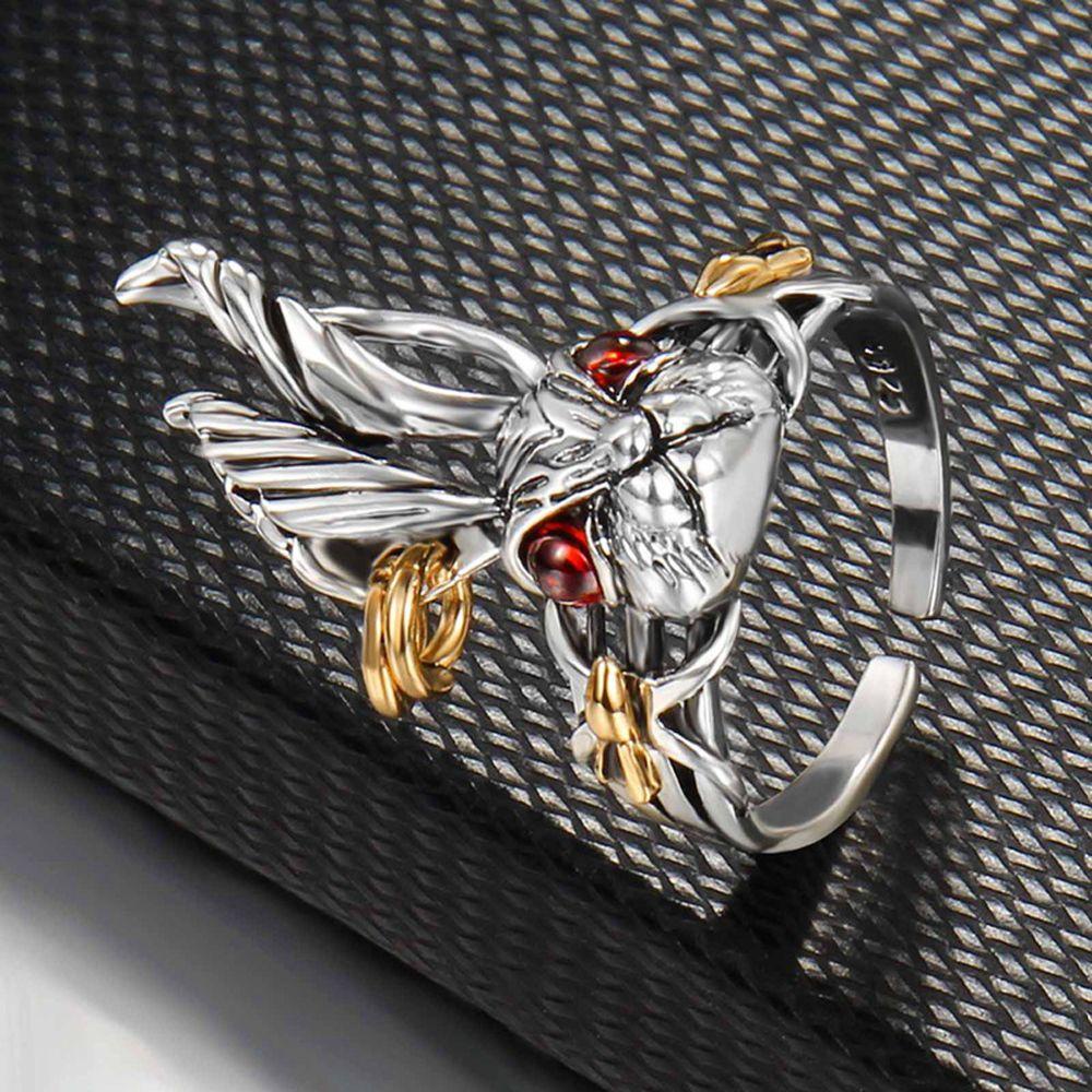 Agustina Wanita Cincin Openning Punk Kreatif Warna Silver Untuk Pria Retro Telinga Besar Perhiasan Fashion