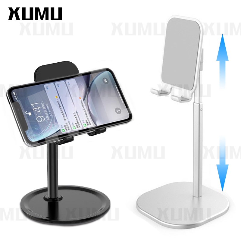 Xumu Tablet Phone Holder Cell Desk For iPhone Samsung Huawei Xiaomi Android Muiti angle Free Adjustment Telescopic Braket Aluminium Alloy Logam Folding Melipat Stand