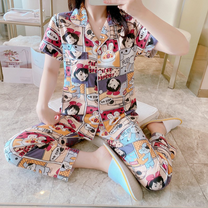 BAJU TIDUR PIYAMA SET KEMEJA CP LENGAN PENDEK CELANA PANJANG IMPORT PREMIUM BANYAK MOTIF-Princess Girl