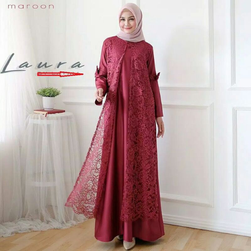 gamis kombinasi brukat