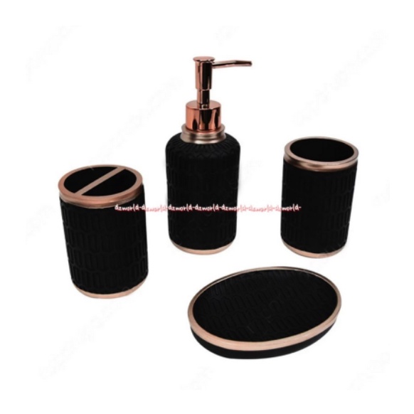 Kris Bathroom Accessories 4pcs Tempat Perlengkapan SabaKris Bathroom Accessories 4pcs Tempat Perlengkapan Sabun Batang Cair Gelas Kumur Kumur Untuk Kamar Mandi Bath Room Warna Putih Hitam Biruun Gelas