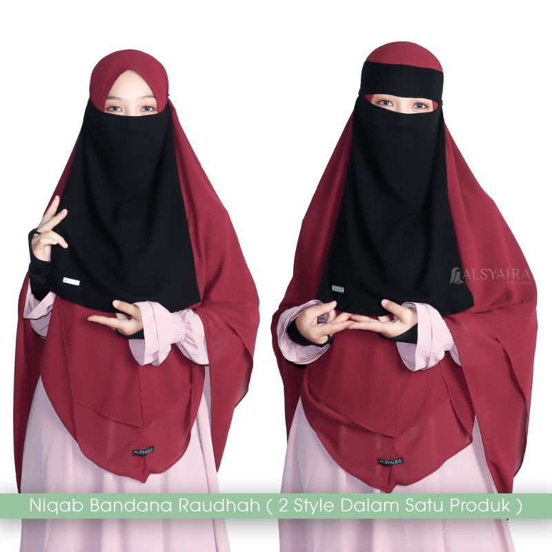 Niqab Bandana Raudhah Sifon Jetblack Alsyahra Exclusive