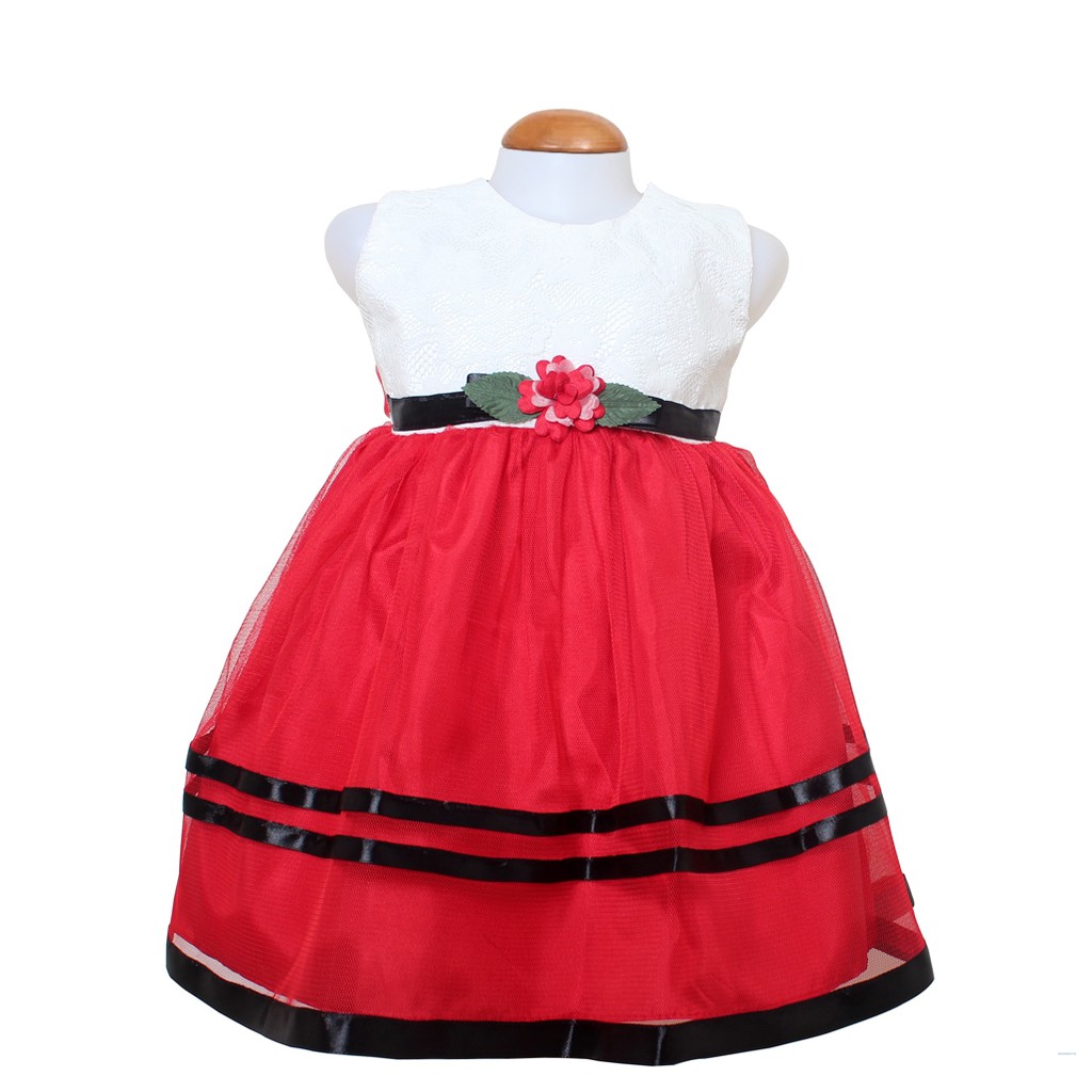 Dress Kids Cutie/Baju Terusan Casual Dress Brukat Anak 1-3thn Tanpa Lengan/Gaun Pesta Anak Murah