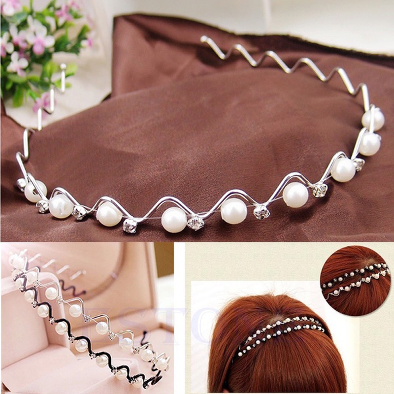 COD❤️Mutiara Jepit Rambut Bando Berlian Gaya Korea Fashion Wanita Headband Aksesoris Rambut-A.one