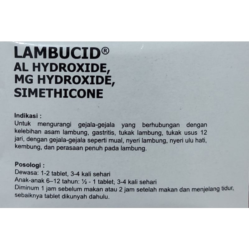 Lambucid 10 Tablet Kunyah / Obat Maag / Kembung / Asam Lambung