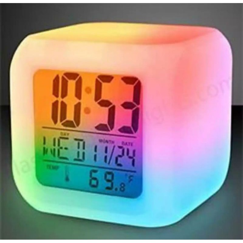 Jam Dadu Digital Rainbow berubah 7 Warna Led