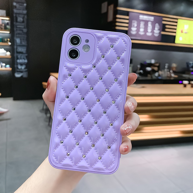 Geometric Glitter Diamond Phone Case for iPhone 11 12 Pro Max 12 X XS Max 8 7 Plus XR 11 Pro Glitter Leather Texture Back Cover