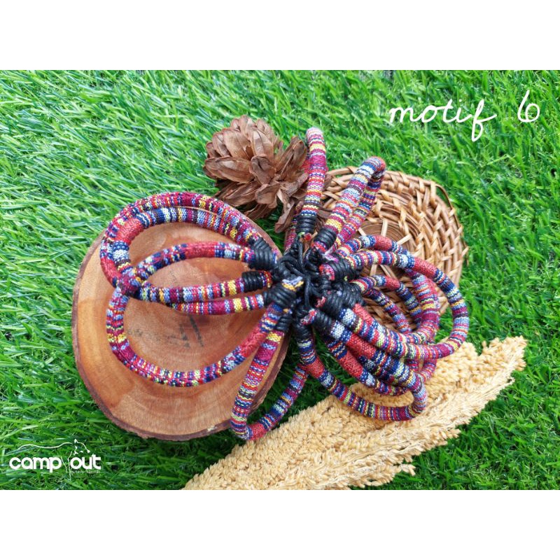 Gelang Tenun Etnik Songket khas Lombok / Gelang Rajut Unik Motif Kain / Gelang Motif / Gelang  Pendaki Gunung Pria Wanita / Gelang Outdoor