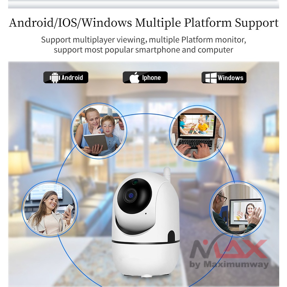 ZOSI CCTV WiFi IP 1080p HD berputar 360 derajat intercom 2 arah penglihatan malam Kamera Two Way Audio IR Motion Sensor 1080p Full HD resolusi tinggi remote dengan HP Android atau IOS Wifi Surveillance Camera Baby Monitor 1080p CCTV HD Smart IP Security