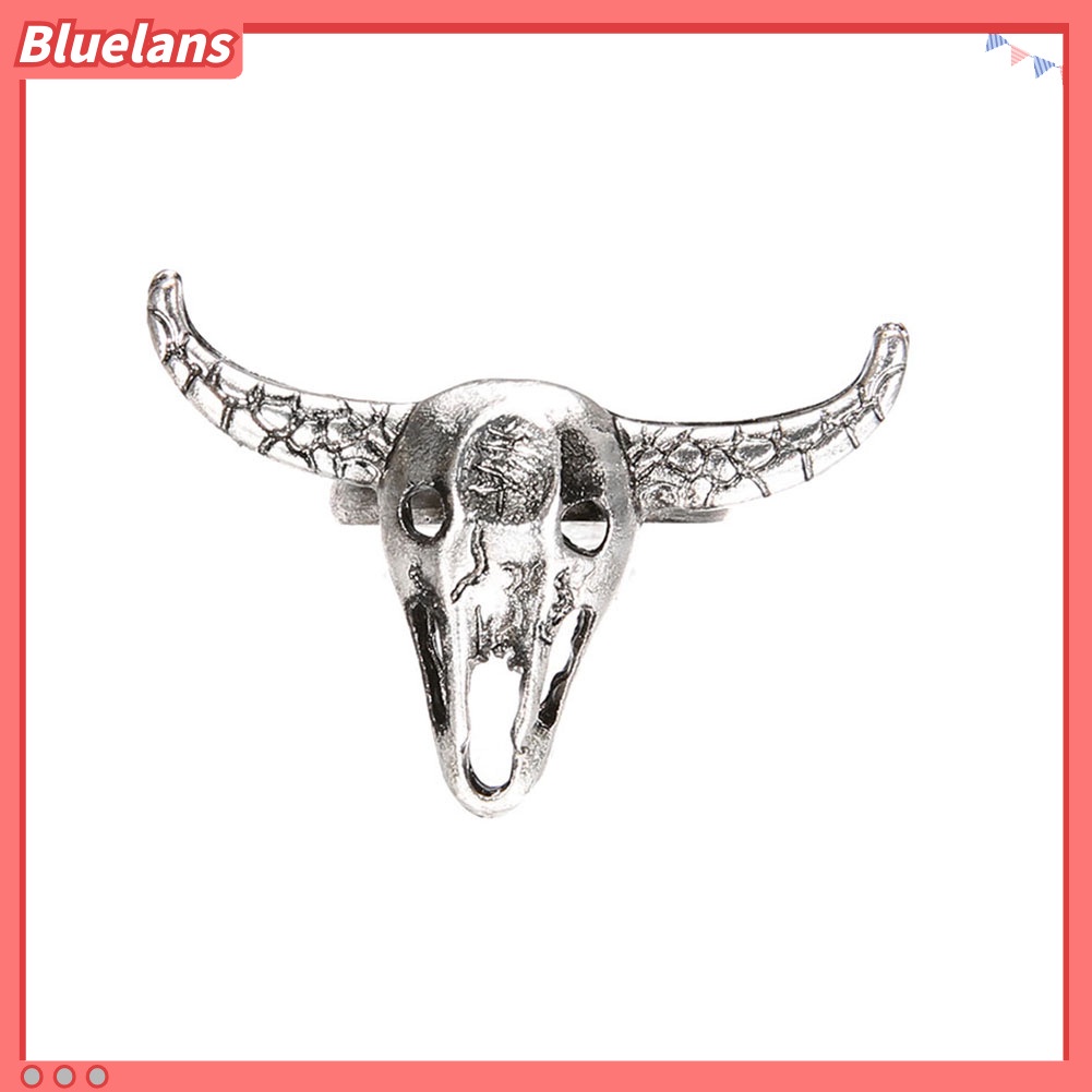 Bluelans Vintage Simple Hollow Cow Head Skull Women Men Open Finger Ring Jewelry Gifts