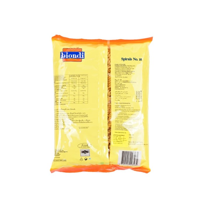 

PASTA-ANEKA- BIONDI SPIRALS NO.16 500 G -ANEKA-PASTA.