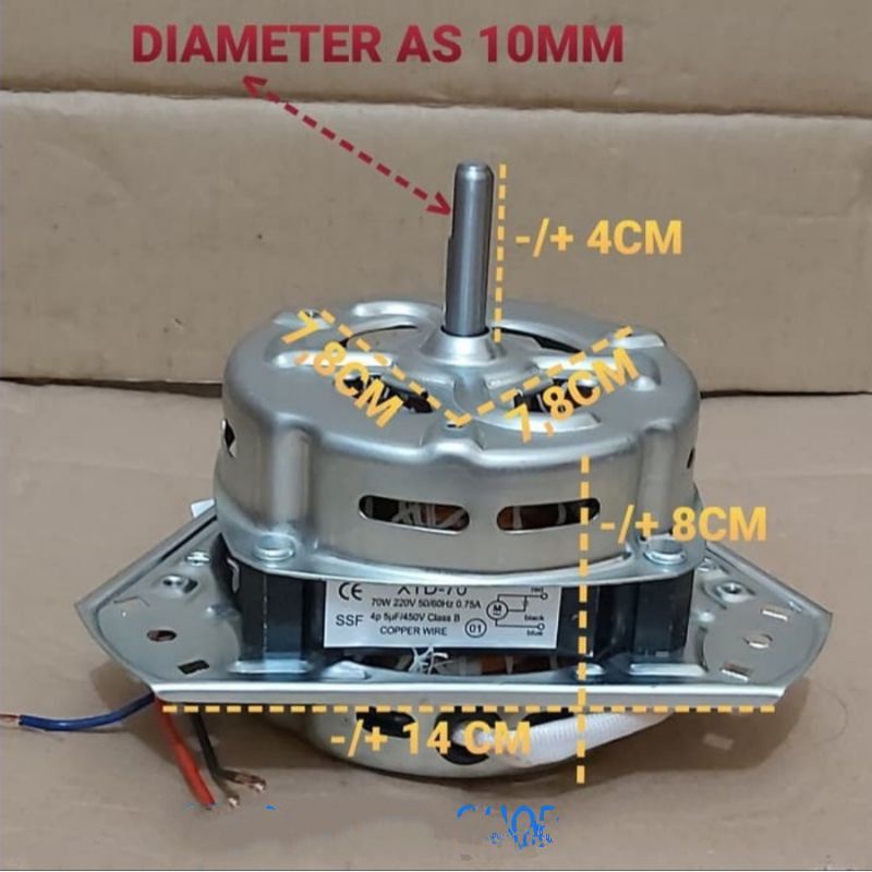 Motor  Spin 70W  UMUM TEMBAGA  , Mesin Cuci, Dinamo Mesin Cuci Pengering , AS 10mm