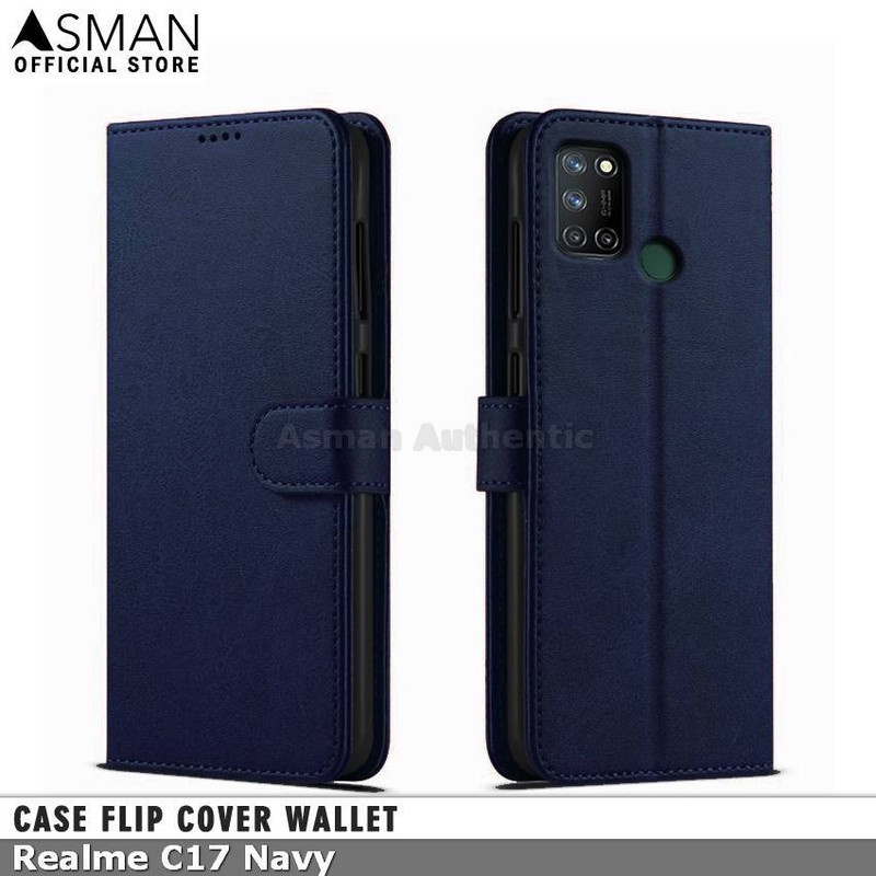 Asman Case Realme C17 Leather Wallet Flip Cover Premium Edition