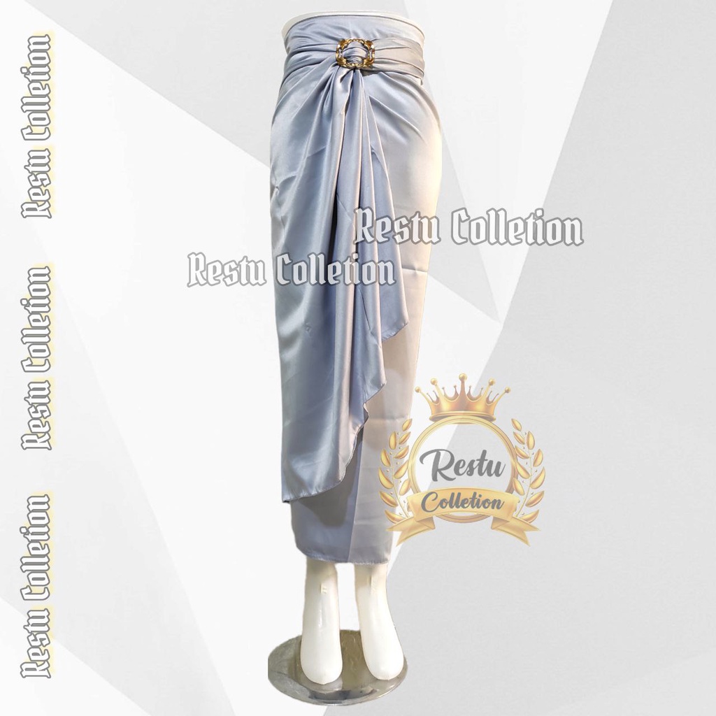 Restu Colletion-Rok Lilit Warp Skirt Serut Songket Jumputan Panjang Polos Wanita Bawahan kebaya Wisuda Kondangan Bahan Velvet Satin Premium Allsize