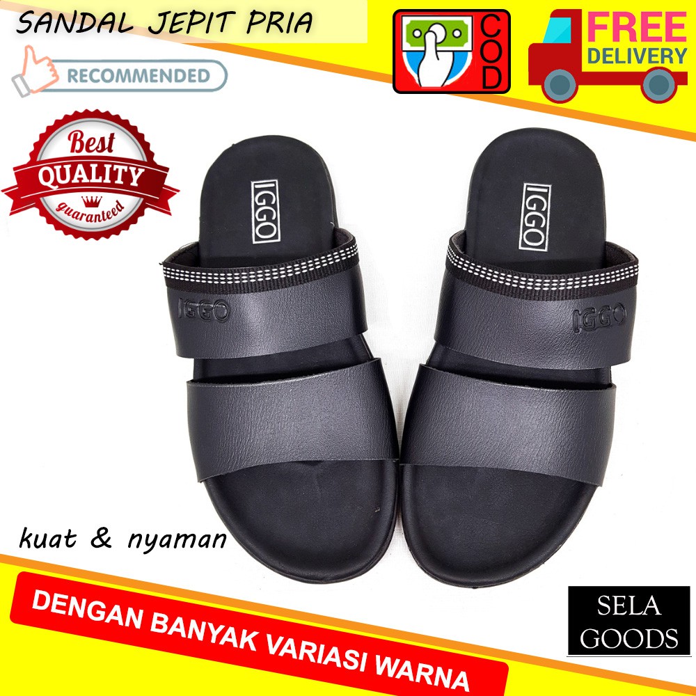 SANDAL PRIA KASUAL SANDAL JEPIT PRIA SANDAL KASUAL PRIA FASHION SENDAL PRIA Double Strap - Hitam