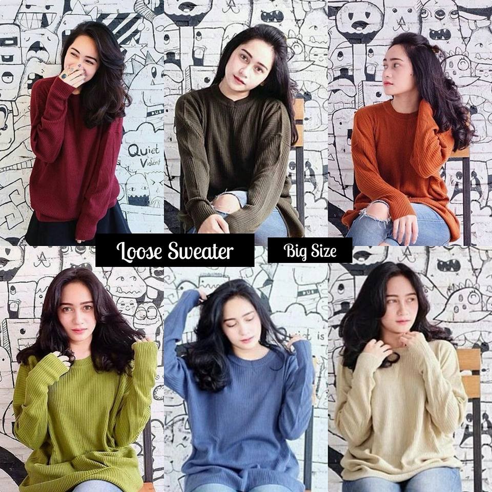 Baju loose sweater  PANJANG / jaket RAJUT GAUL wanita