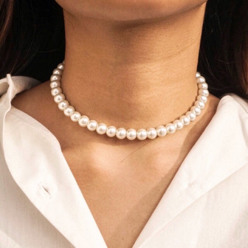 Pearl Necklace - Kalung Mutiara - Kalung Wanita dan Pria 6mm 8mm kalung wanita kalung mutiara kalung mutiara pria kalung fashion kalung manik