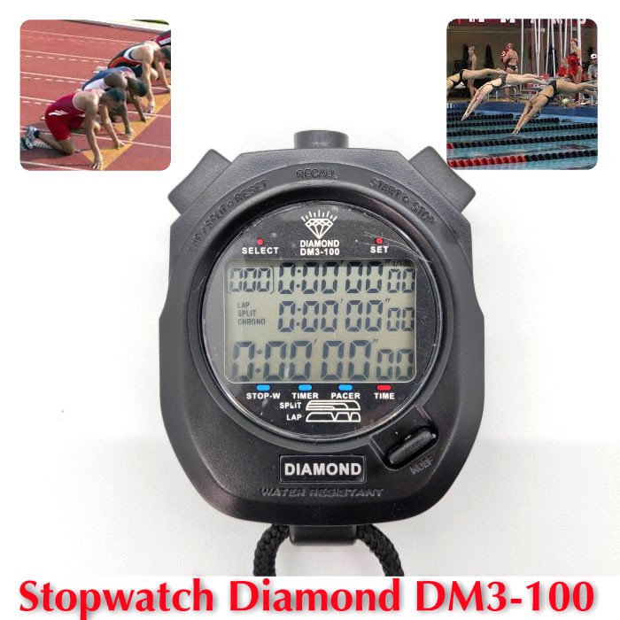 Stopwatch Diamond Original 100 Memory Digital Olahraga