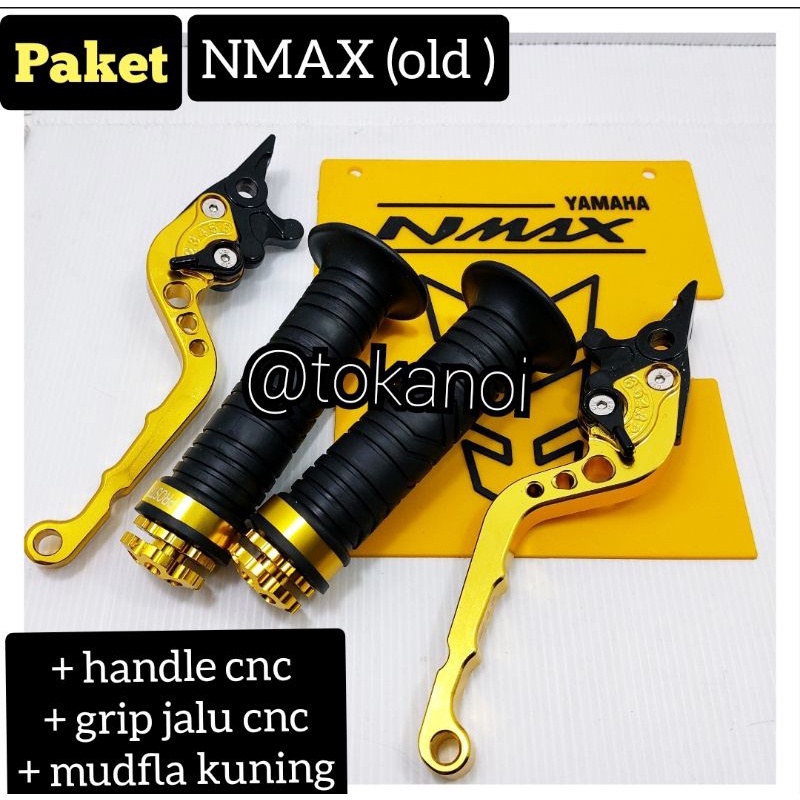 Paket handle rem kiri kanan namx old dan mudflap nmax grip ring jalu Gold