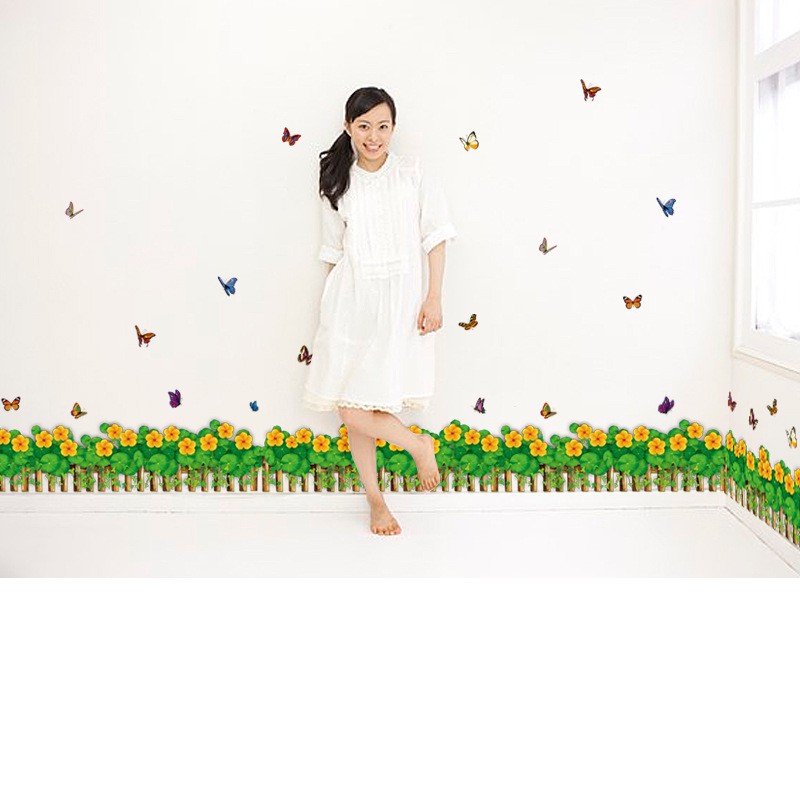 RELIZA WALL STICKER RUMPUT PAGAR HIJAU BUNGA CLOVER GREEN GARDEN FLOWER STIKER DINDING SK7033