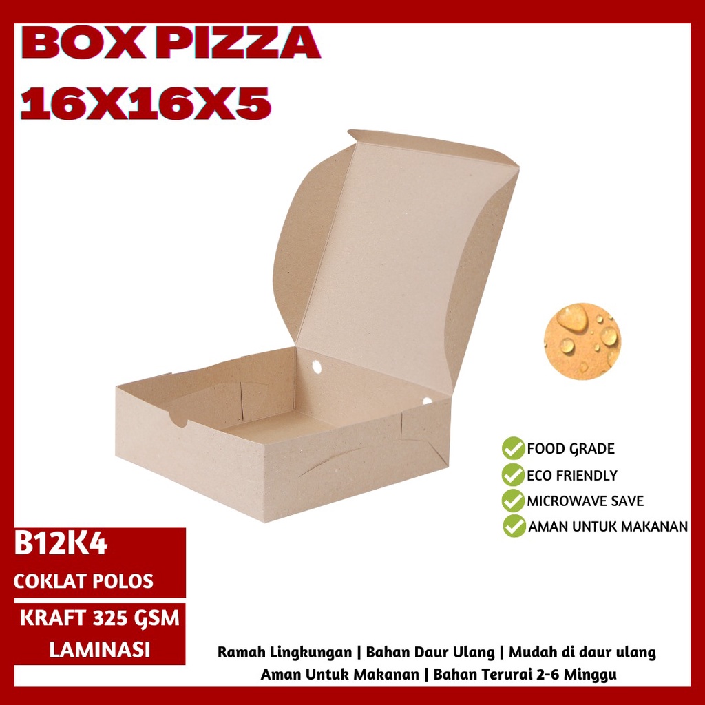 Dus Pizza Dus 16X16 Tebal 325 Gsm Laminasi (B12K4-16X16X5 Cm)