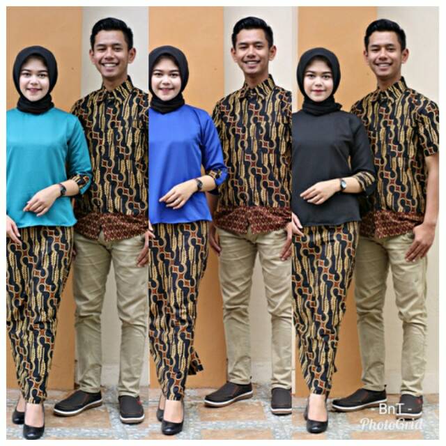 COUPLE BATIK PARANG HITAM HEM BLUS ROK SPAN BATIK SIMPLE