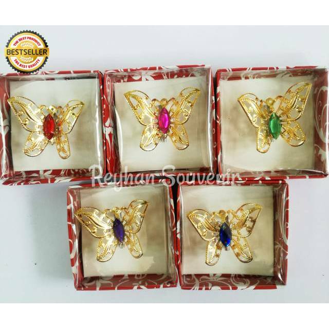 (ISI 50pcs) souvenir pernikahan bros kupu kemasan box