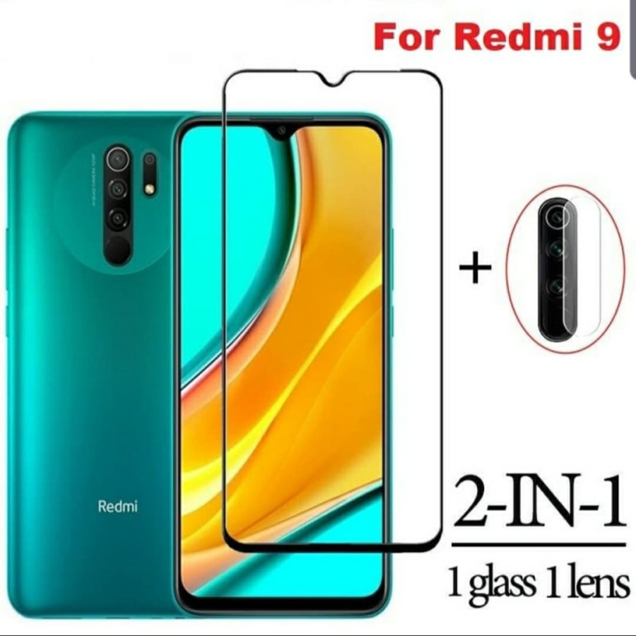 TEMPERED GLASS 9D XIAOMI REDMI 9 9A 9C + Tg Lensa Camera 2in1